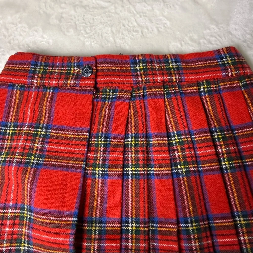 Vintage Red Tartan Pleated Maxi Skirt - Picture 5 of 6